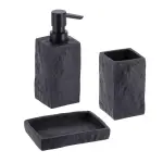 Set d'accessoires salle de bain effet pierre noir