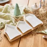 Set � tapas 3 assiettes (17 x 33 cm) maisonnettes blanches