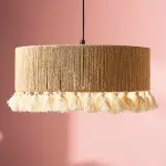 Suspension cercle � pompons et corde (d35 cm) airo naturel