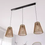 Suspension corde 3 abat - jours (77 cm) giada naturel et noir