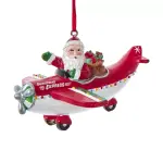 Suspension de noël (h9 cm) père noël en avion rouge Suspension de noël (h9 cm) père noël en avion rouge