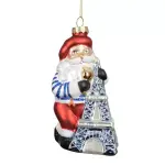 Suspension de no�l en verre (h14 cm) p�re no�l parisien multicolore