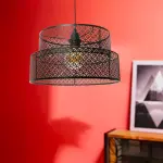 Suspension ronde m�tal marocaine (d34 cm) gigogne noir