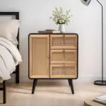 Table d'appoint bois et cannage (h60 cm) osaka noir et bois