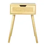 Table de chevet bois et cannage (60 cm) beige