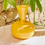 Vase en m�tal �maill� fait main (h23 cm) cl�a jaune brillant