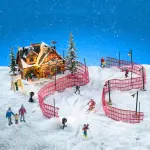 Village de nol lemax lumineux ensemble complet chalet d'aprs - ski