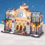 Village de no�l lumineux et musical gare de train