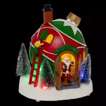 Village de no�l musical et anim� � piles (h22 cm) cabane du p�re no�l