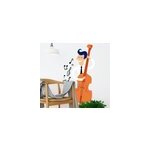 Autocollant mural musicien contrebasse
