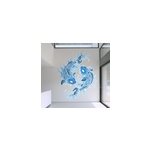Autocollant mural poissons orientaux bleu