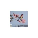 Sticker fleurs oiseau et grandes fleurs