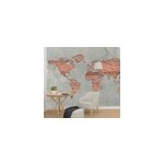 Papier peint effet 3d mappemonde color� effet brique