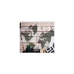 Papier peint mural mappemonde planche de bois color�e