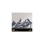Stickers art d�co cerf sur des montagnes avec une cabane