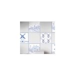 Sticker carrelage motif toile de jouy bleu