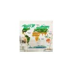 Sticker carte du monde motif dinosaures