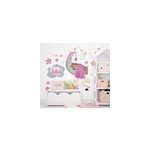 Sticker chambre bb ourson et lune avec prnom