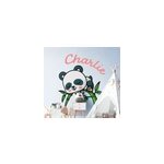 Sticker chambre bébé panda avec bambou et nom Sticker chambre bébé panda avec bambou et nom