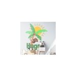 Sticker chambre enfant dessin palmier avec pr�nom