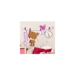 Sticker enfant ours en peluche sur s�choir rose