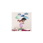 Sticker fillette sous un parapluie