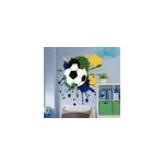 Sticker foot ballon de football et peinture bleu jaune vert