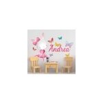 Sticker papillons et lapin dansant avec pr�nom
