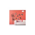 Sticker mural salon 3d fleurs pissenlit et cadres photos