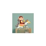 Sticker mural animal cheval de dessin anim� avec un singe