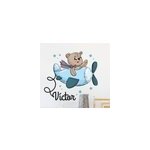 Sticker mural avion et nounours personnalis�