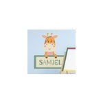 Sticker mural chambre enfant girafe et nom