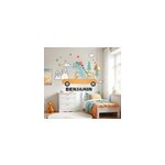 Sticker mural dinosaure conduire une voiture