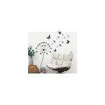Adh�sif mural salon fleur de pissenlit et papillon
