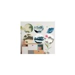 Sticker mural nature dessins montagnes ronds