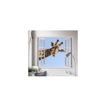 Sticker trompe l' il girafe � travers une fen�tre 3d