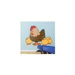Sticker poule trois poussins