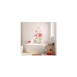 Sticker salle de bain fleurs roses et blanches
