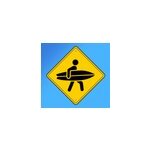 Sticker surf panneau jaune surfeur