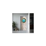 Sticker porte trompe l' il fen�tre navire sur bois