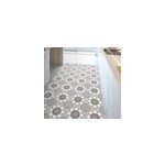 Tapis vinyle cuisine carrelage fleurs au sol