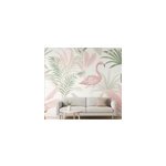 Tapisserie salon oasis tropicale de flamants roses Tapisserie salon oasis tropicale de flamants roses