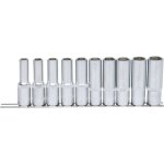 1 / 2  jeu de douilles 6 pans, longues, 10 pcs. 10 - 19 mm