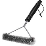 1 brosse nettoyage barbecue, poils acier inoxydable, manche long 30 cm, pour gril gaz charbon
