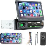 1 din autoradio avec motoris� �cran tactile r�tractable de 7 pouces, poste radio voiture avec mains libres ...