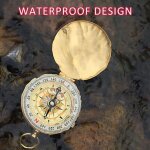 1 montre de poche boussole dor�e avec, boussole directionnelle d'ext�rieur en cuivre pur, montre de poche ...