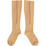 1 paire de chaussettes de compression 15 - 20mmhg femme, bas de contention genou, couleur chair, fermeture ...