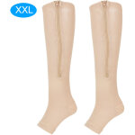 1 paire de chaussettes de compression mi - mollet mince avec fermeture �clair, bas de contournement �lastique ...