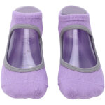 1 paire de chaussettes de yoga respirantes femme anti - d�rapantes sans talon pour pilates sport violet ...