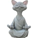 1 pi�ce statue bouddha chat, r�sine ext�rieure, d�coration zen jardin et int�rieur pour amateurs de yoga ...